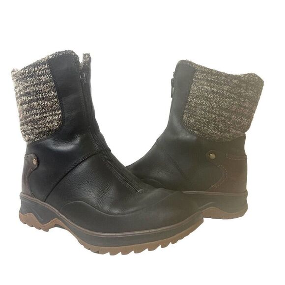 Merrell Dry Black Leather 200 Gram Insulated Winter Boots Women's Sz 6 Front Zip - Picture 1 of 9